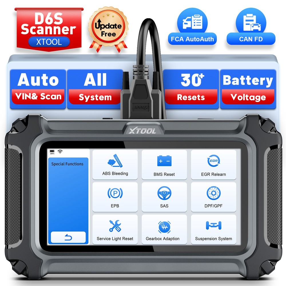 XTOOL D6S OBD2 Scanner Full System Diagnostic Code Reader Scan Tool FCA Autoauth