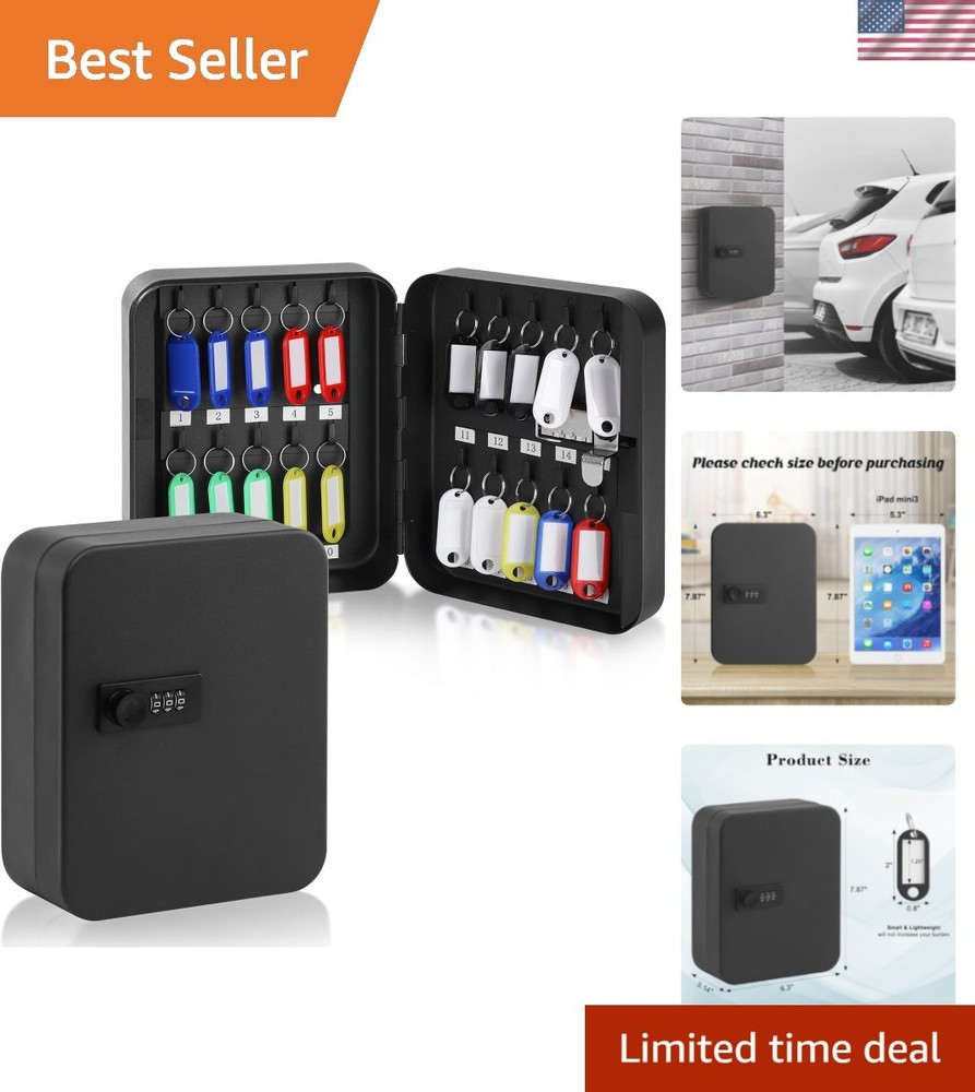 20 Key Storage Lock Box with Code, Key Cabinet Organizer Wall Mount with Comb...