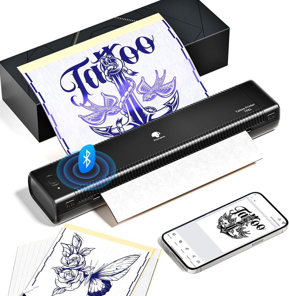 Phomemo TP81 Bluetooth Tattoo Stencil Printer Machine with 10 Papers Beginners