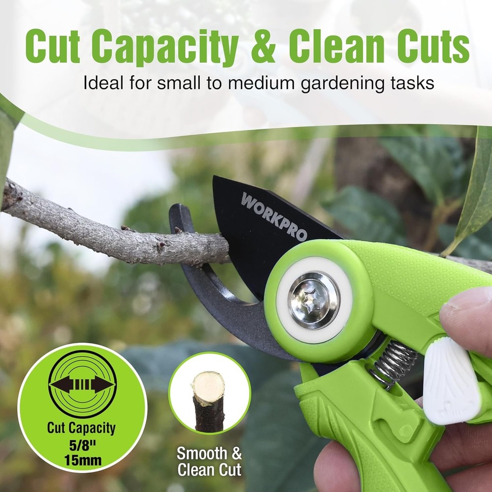 WORKPRO 6.9" Bypass Pruning Shears Gardening Scissors with Sharp SK5 Steel Blade