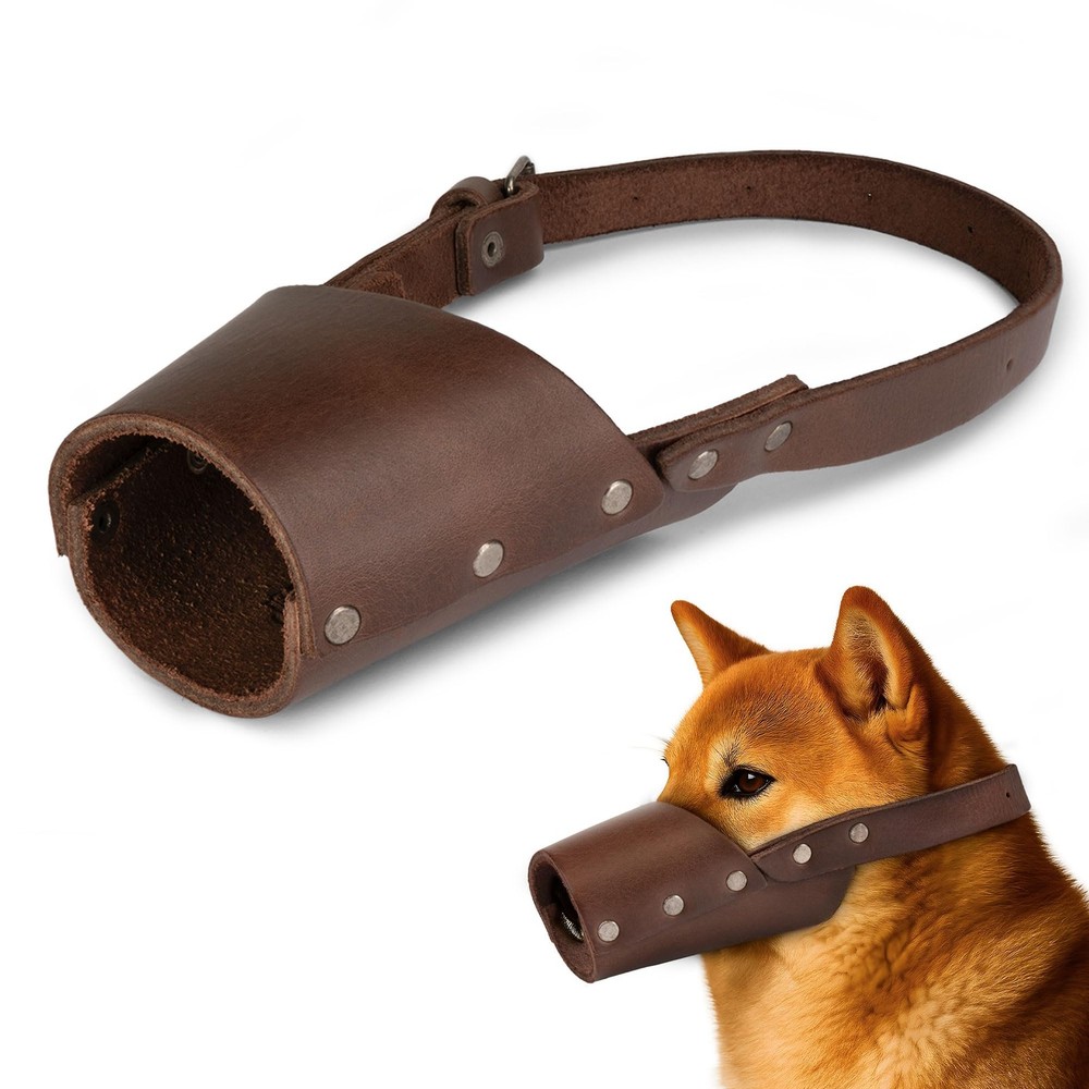 , Leather Dog Muzzle Guard, Secure, Prevents Biting Chewing, Pitbull German S...