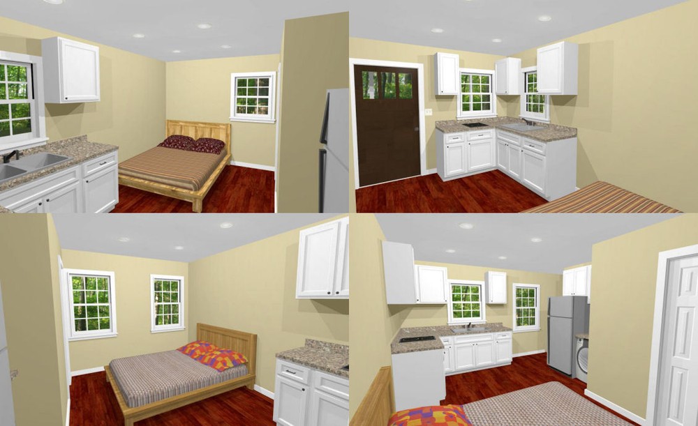 16x16 Tiny Duplex -- 441 sq ft -- PDF Floor Plan -- Model 23