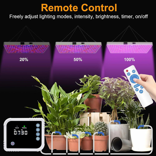LED Grow Light with Automatic Light+Automatic Watering System, White