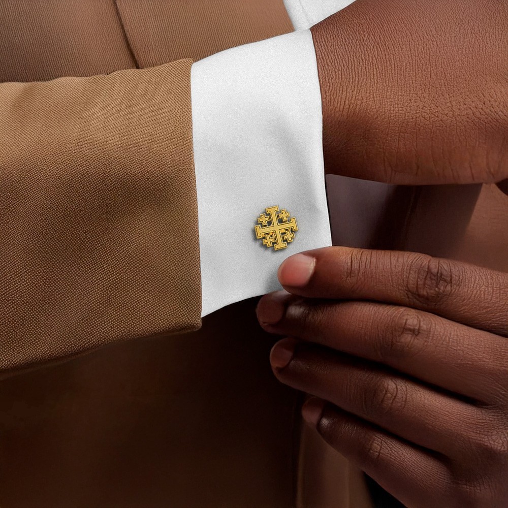 Gold Jerusalem Crusader Cross Cufflinks