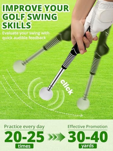 Retractable Golf Swing Trainer with Arm Band - Click Stick Golf Training Aid,