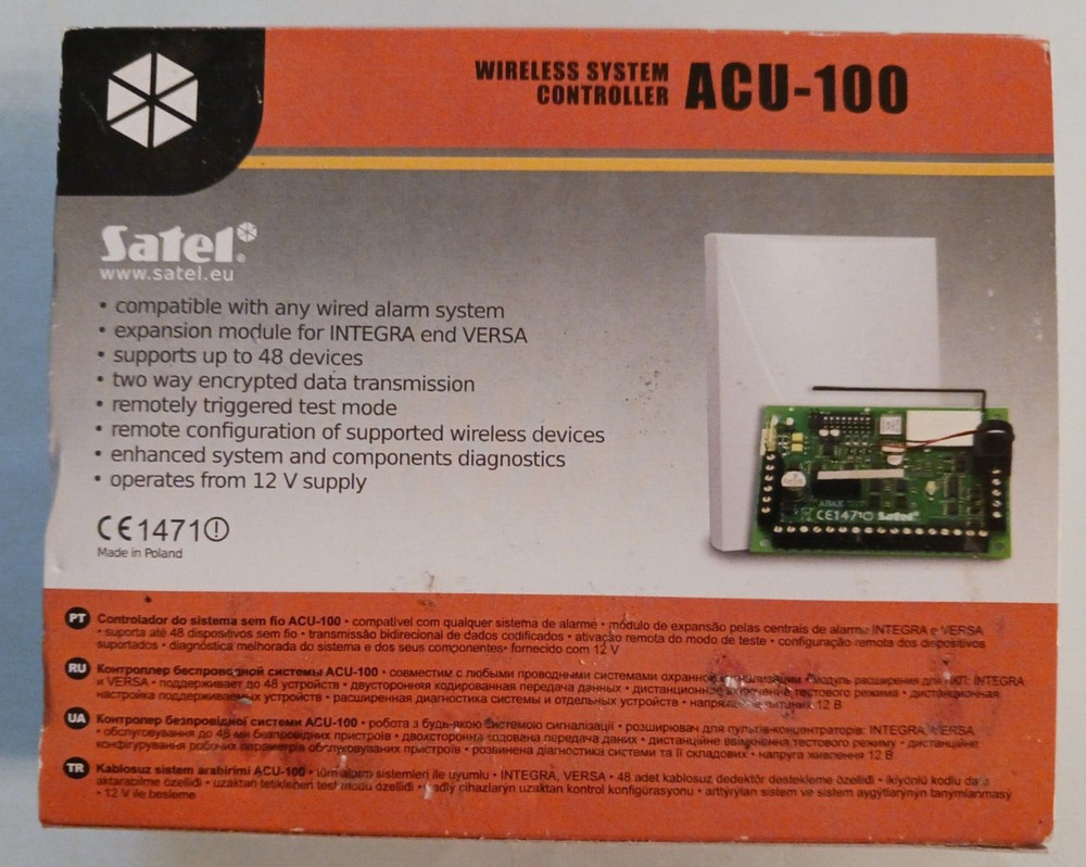 SATEL Wireless System Controller ACU-100 For Wired Alarm/Security C/W Disc