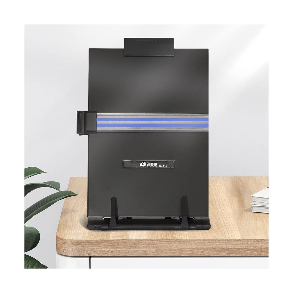 Desktop Document Holder Stand with 7 Adjustable Positions, Black Metal File O...