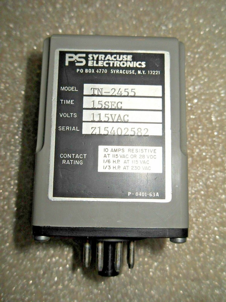 Syracuse Electronics TN-2455 15 SEC 115VAC Time Delay Relay