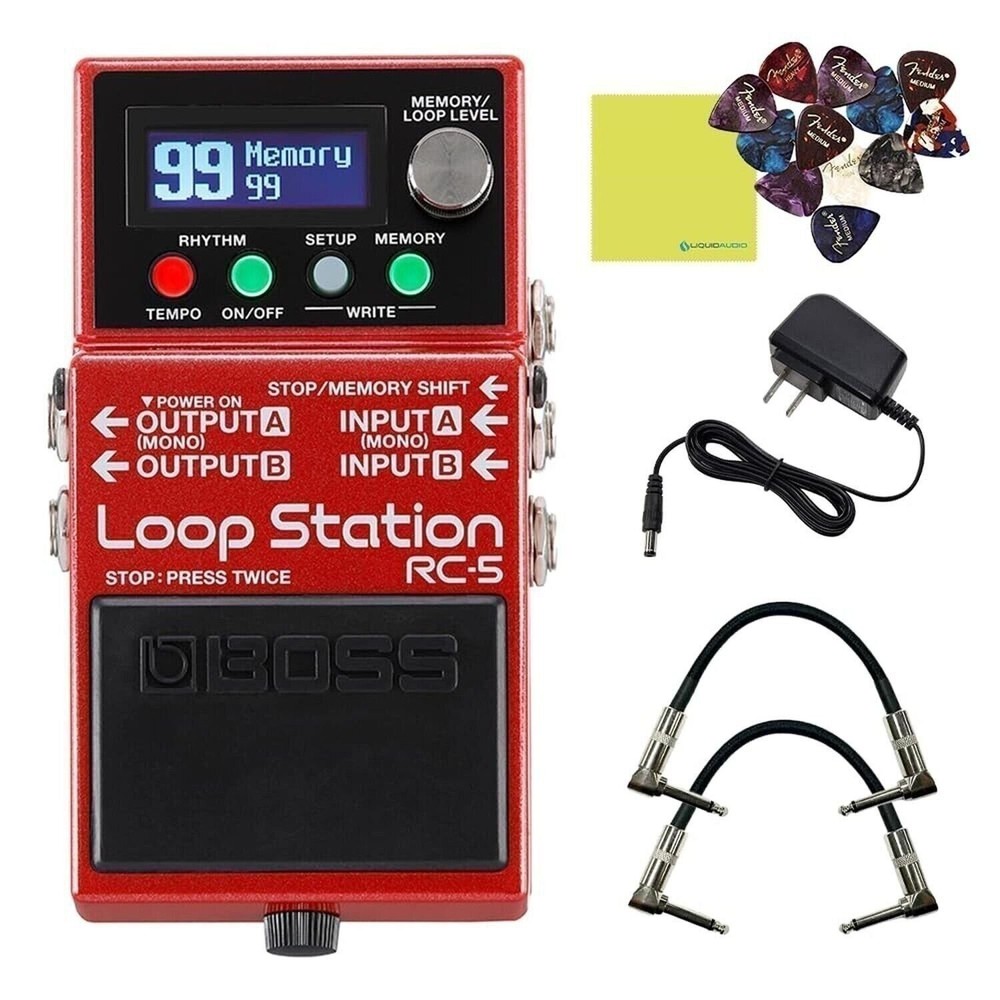 Boss RC-5 Loop Station Compact Phrase Recorder Pedal Bundle with 2x Strukture...