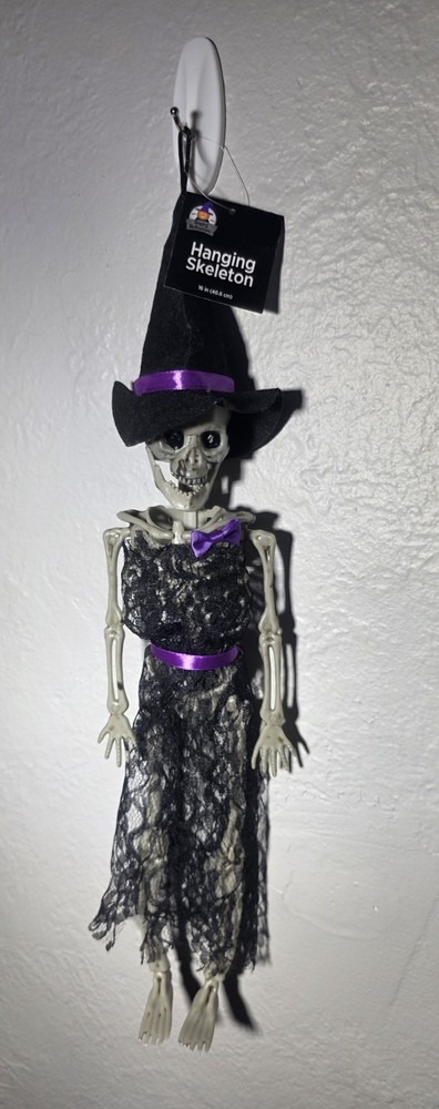 Halloween Skeleton Witch Decoration Poseable Joints 16" Magic Lace Costume Prop