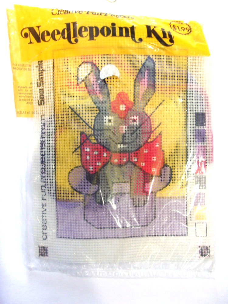 Vtg Easter Bunny Magic Hat Creative Fun Projects Needlepoint Kit Yarn 9" X 7"