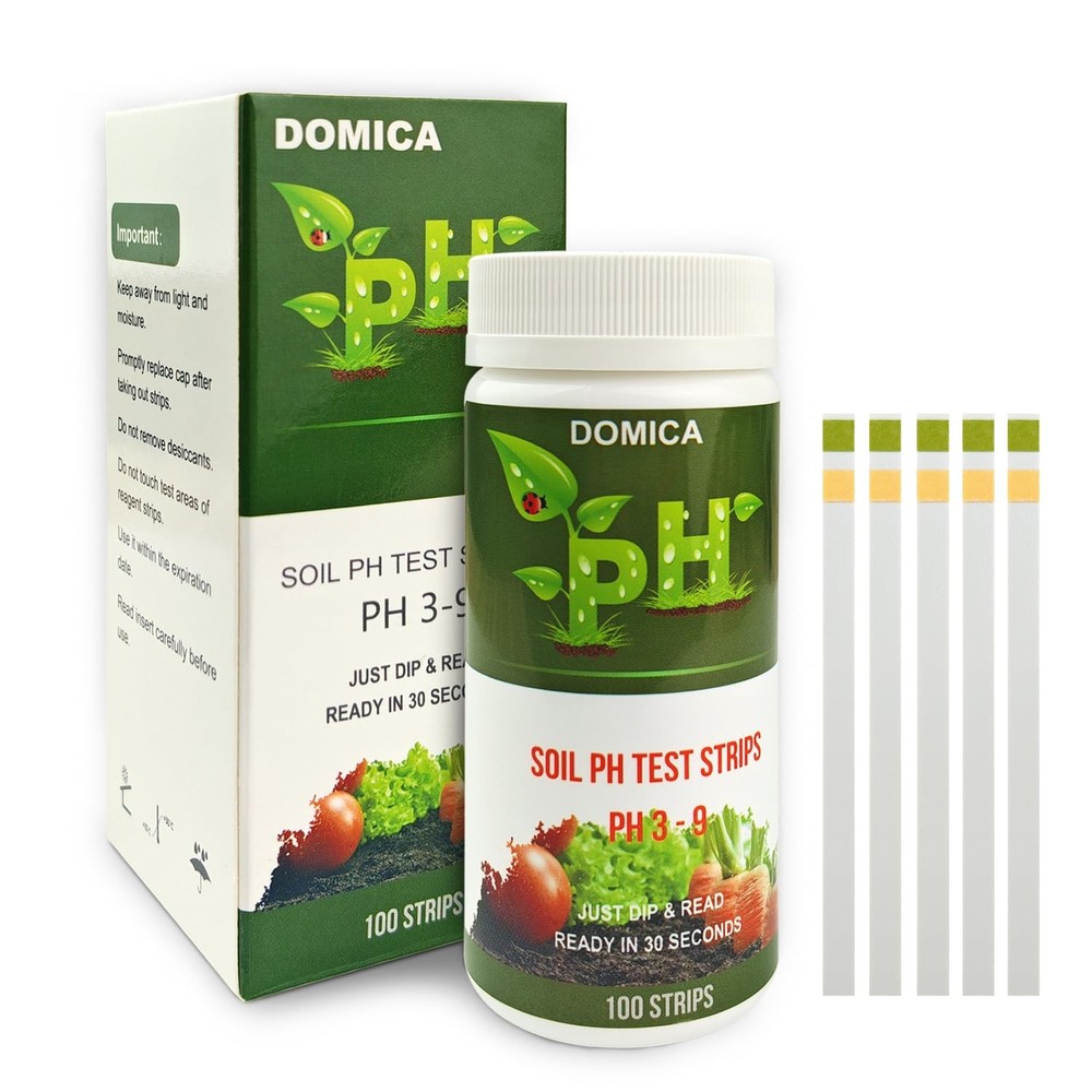 100 Soil pH Test Strips (pH 3-9) Testing Paper, Mud Tester for...