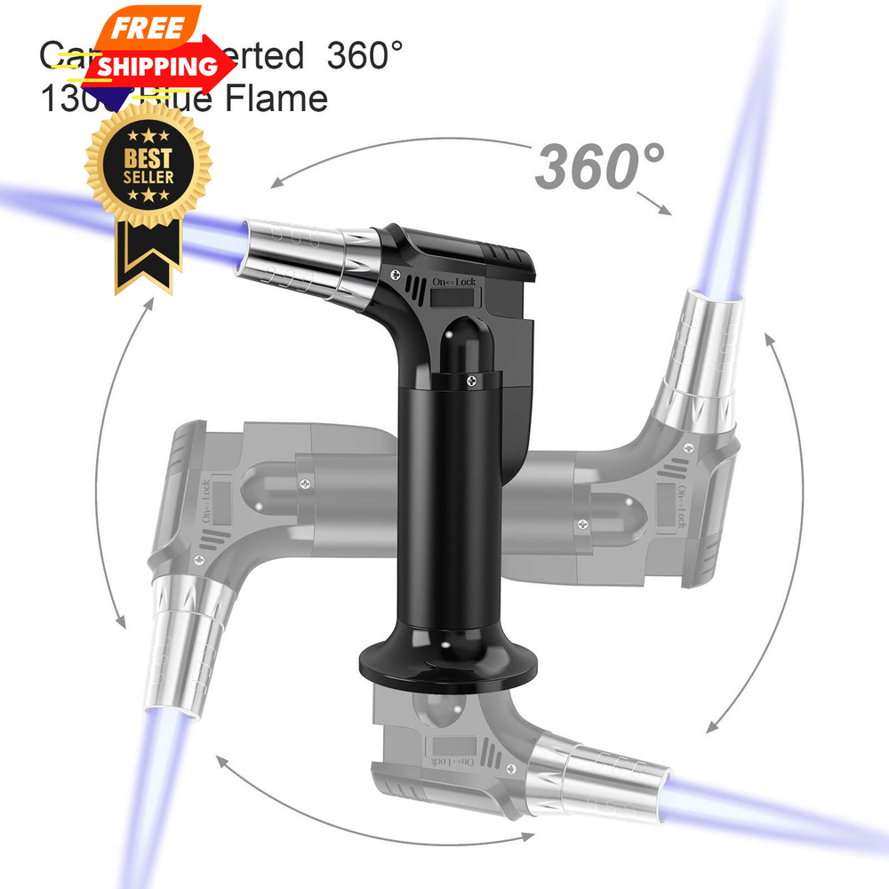 2 Pack Torch, Butane Torch Refillable, KitchenTorch for Cooking Black&silver