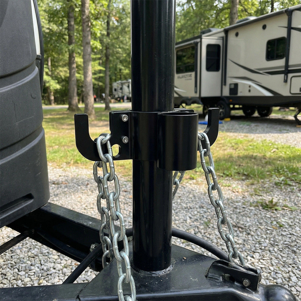 Aluminum Trailer Chain Holder 7-Way Plug Organizer 2” /2-1/4” Camper Tongue Jack