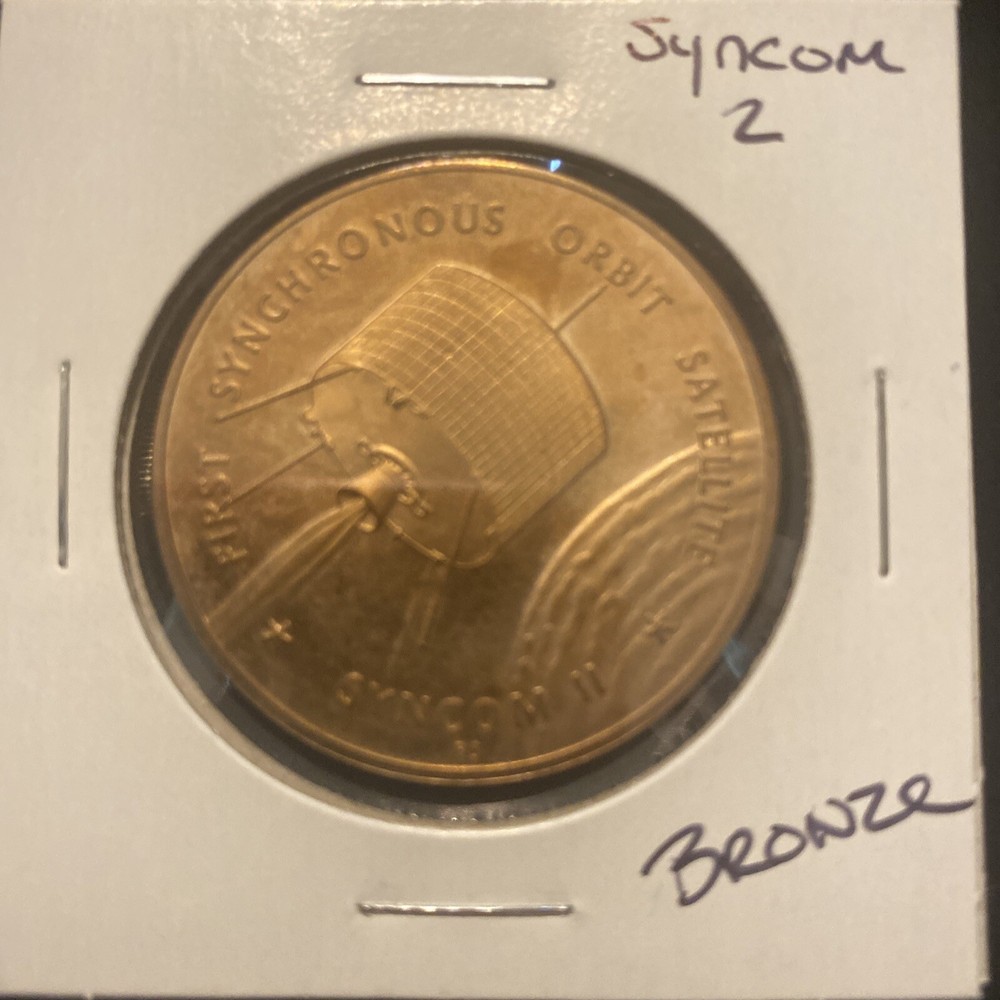 Vintage Syncom 2 Bronze Token Space Synchronous Orbit Satellite Token