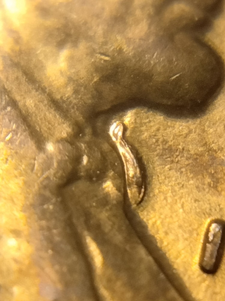 1956 P Lincoln Wheat Cent Retained Die Breaks Error