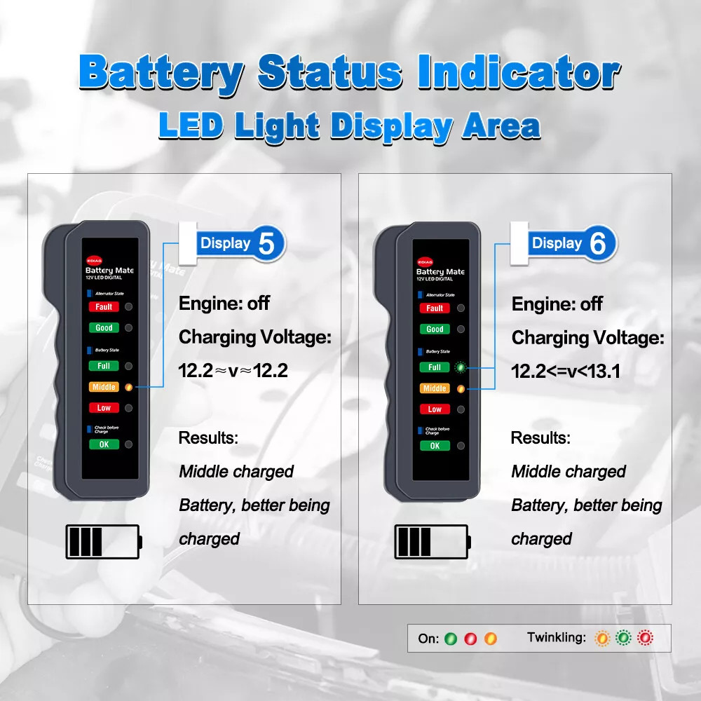 Car 12V Digital Analyzer Led Digital Diagnostic Tool Battery Load Tester