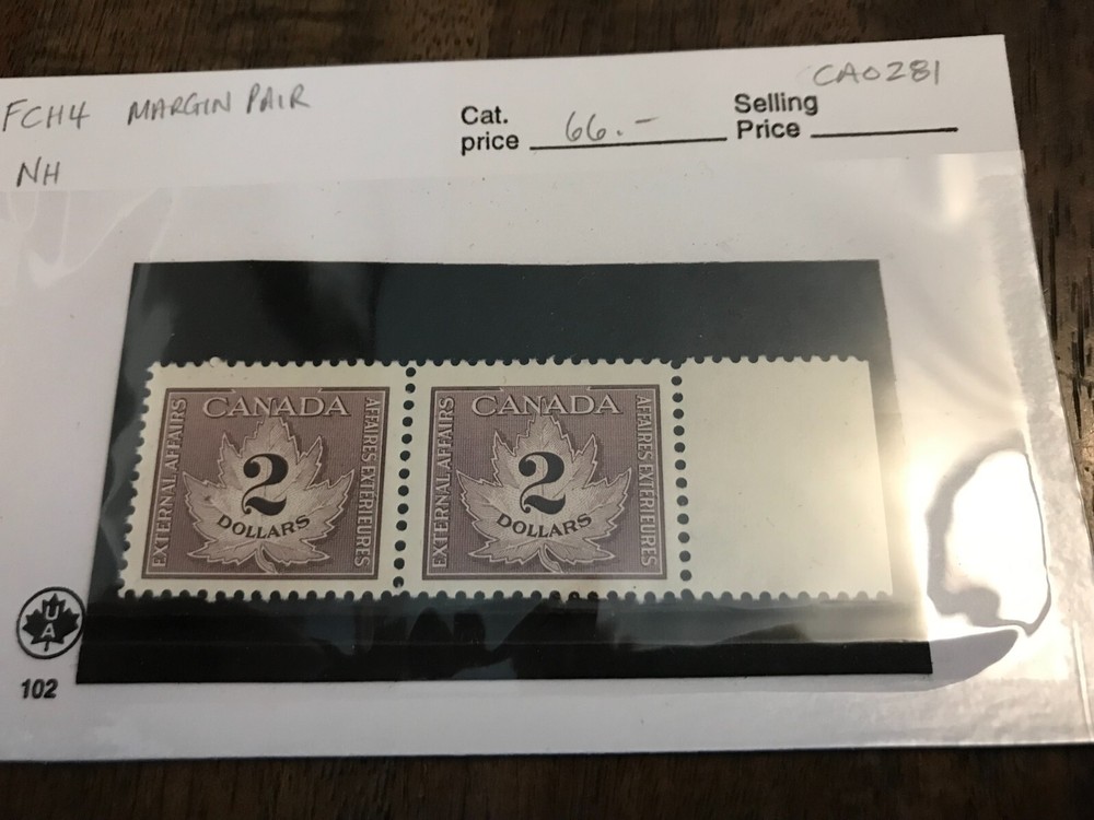 FCF4 Mint NH Margin Pair Revenue - CV $66.00 (CA0281)