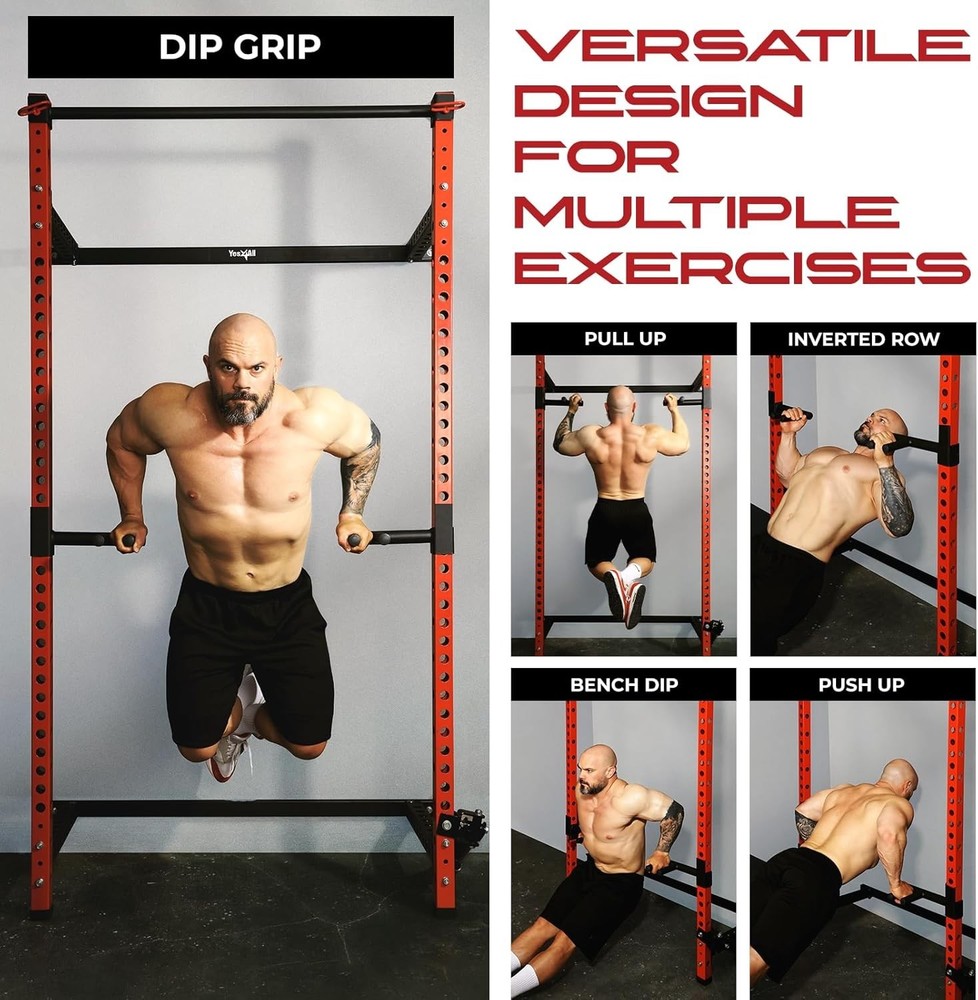 Versatile Dip Bar Attachment for Power Racks - Easy Setup, 350lb Capacity