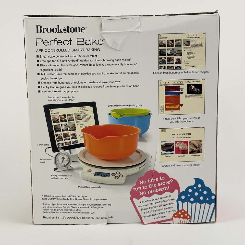 Brookstone Perfect Bake App Controlled Baking System Smart Scale Cooking Set NOB