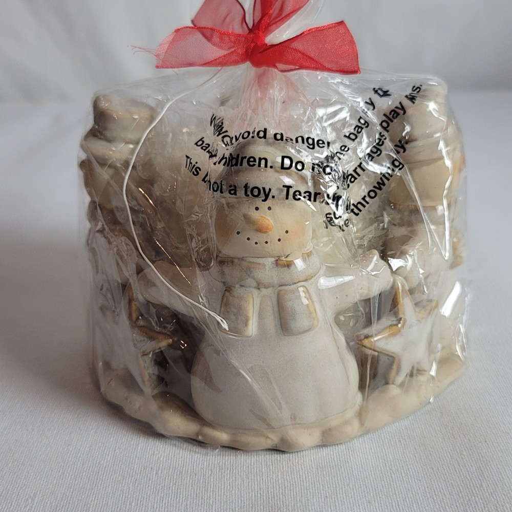 Ceramic Snowman Pillar Candle Holder And Candle