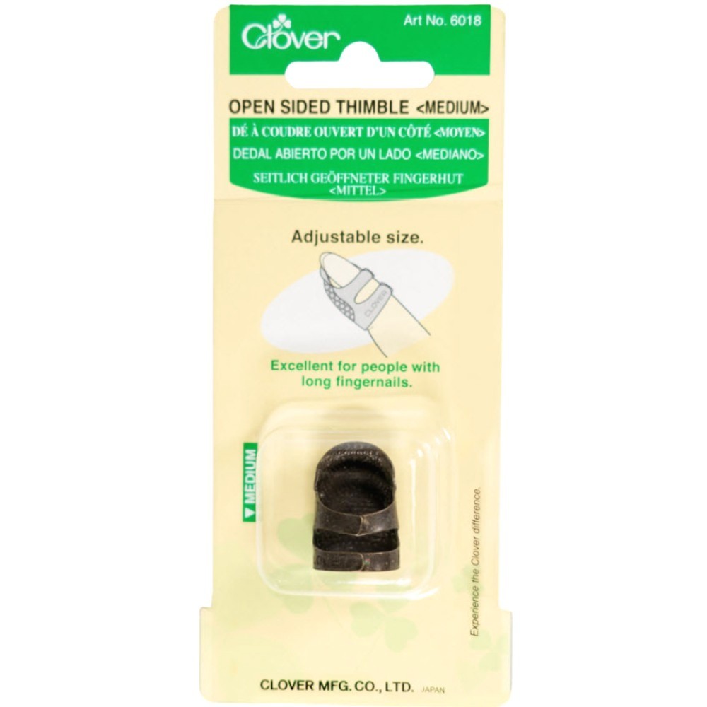 Clover 6018 Open Sided Thimble Medium - Brass, Adjustable, Sewing/Quilting