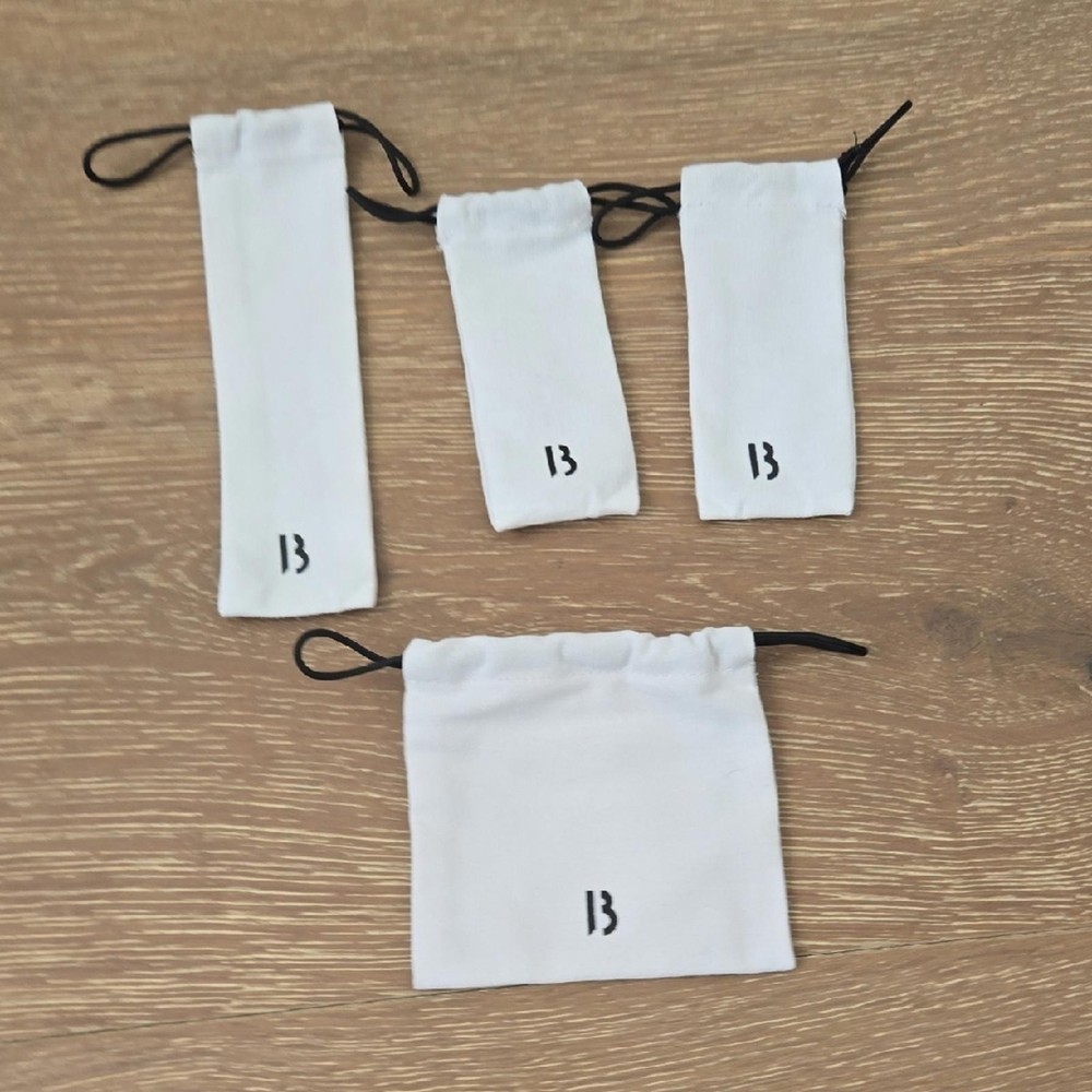 Byredo Make Up White Drawstring Pouches with Black Logo