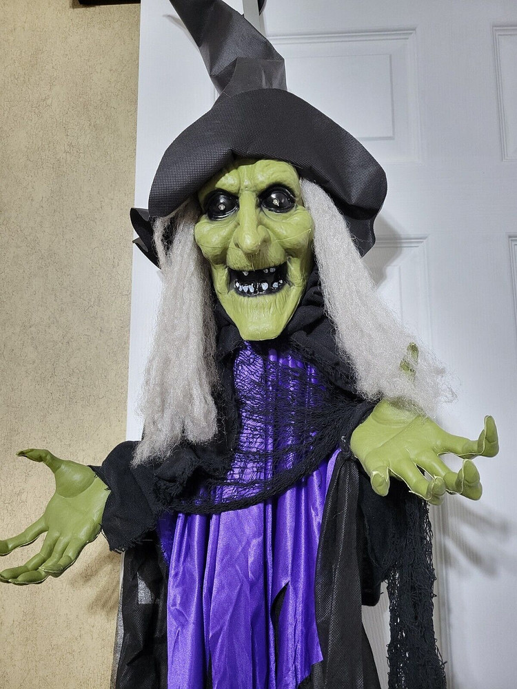 80" Hanging Windsock Posable Arms Animated Motion Sensor Talking Witch Tested!!