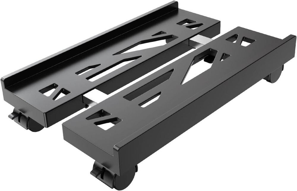 Heavy-Duty CPU Stand with Wheels - Adjustable Width & Easy Clean Access, Black