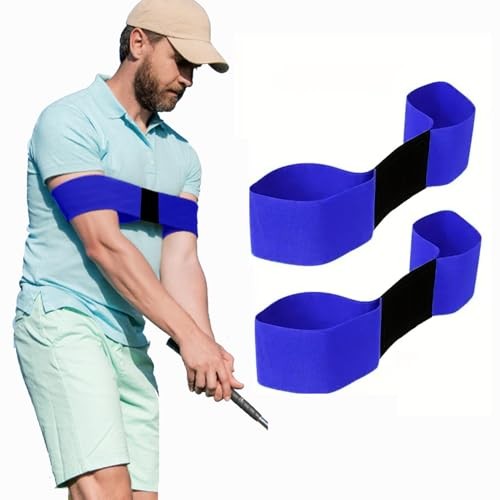 2 Pack Golf Swing Training Aid - Swing Correcting Arm Band Blue