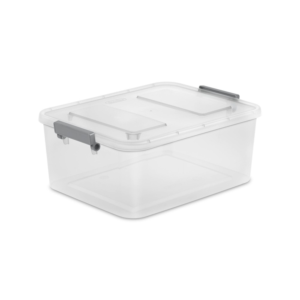 12.7 Quart  , Clear Plastic Storage Box with Write-on ID Latches, Gray