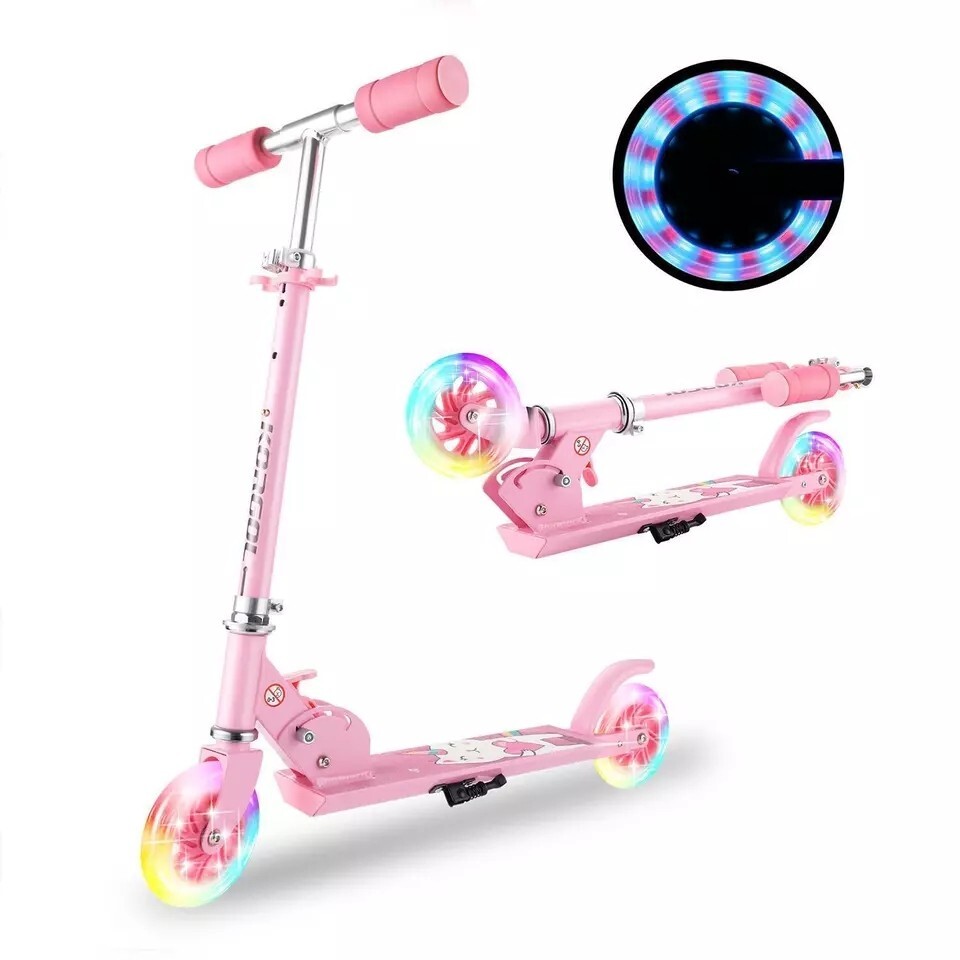 Folding Scooter Handlebar Adjustable with LED Light Up Wheels for Beginner & Kid