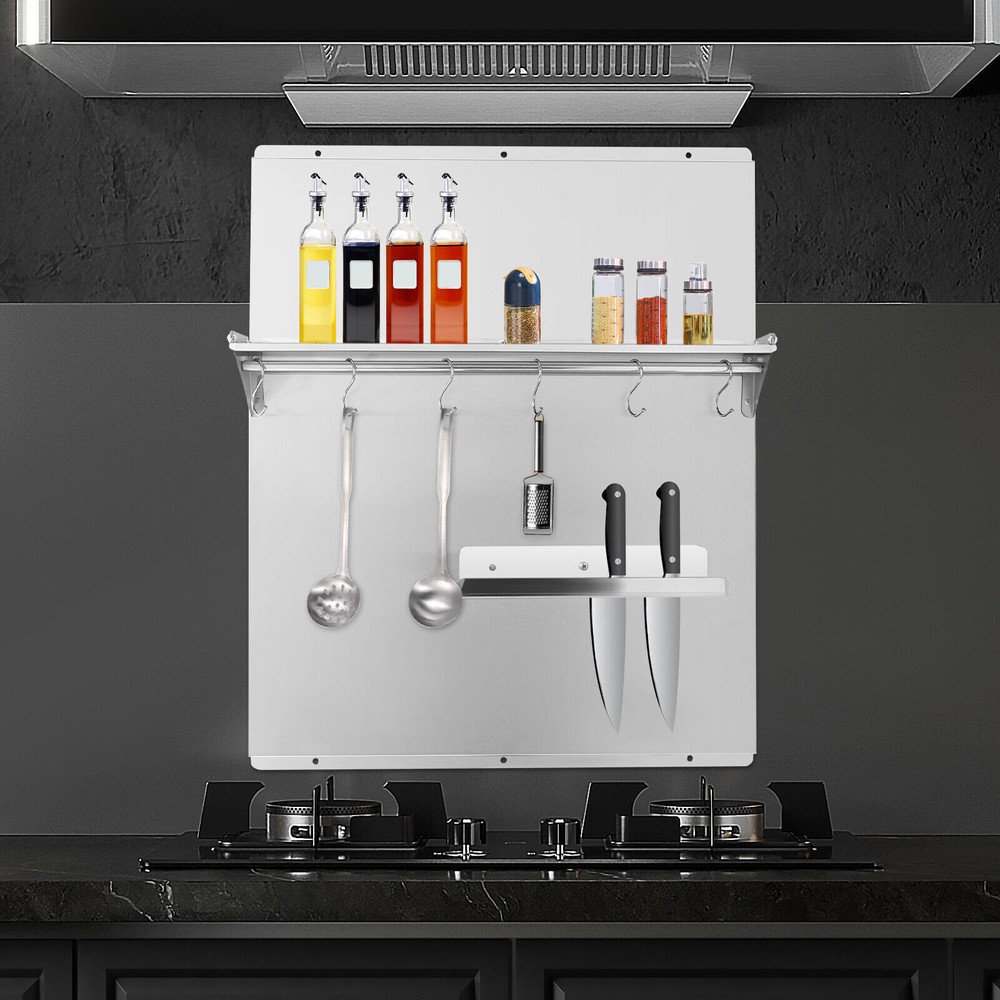 Range Backsplash Commercial Kitchen Stove Backsplash W/ Storage Shelf Wall Mount