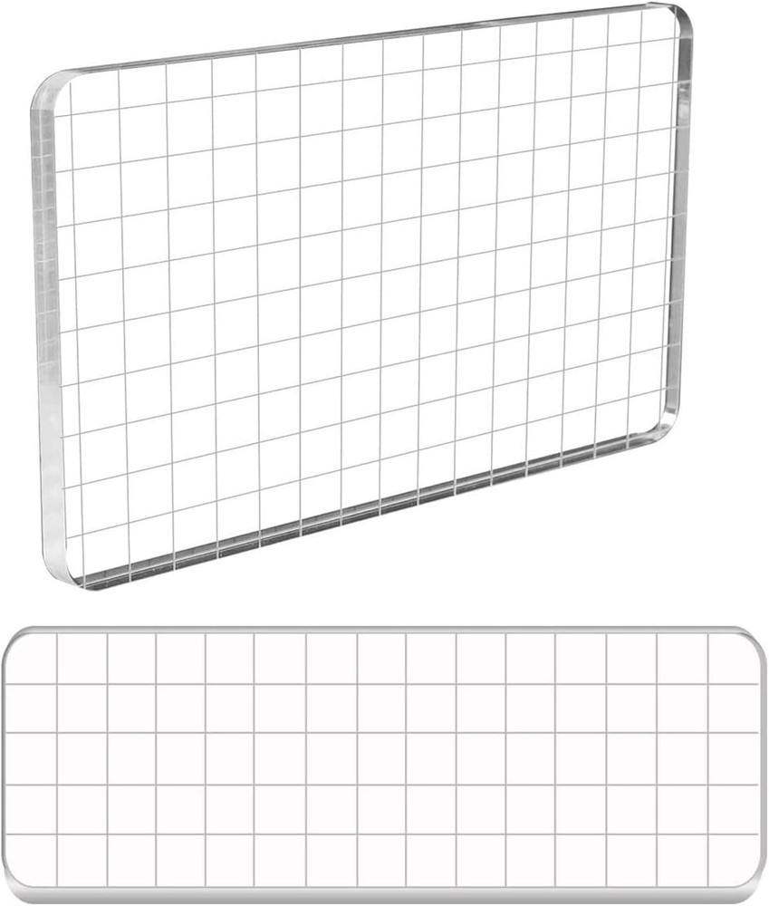 2 Pieces Large Stamp Blocks Acrylic Clear Stamping Tools with Grid...