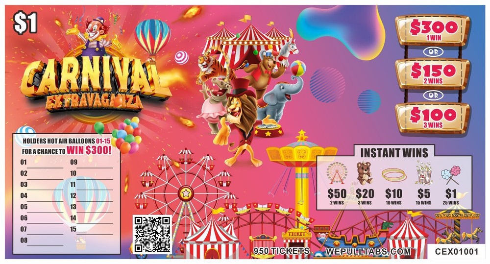 New pull tickets Carnival Extravaganza 1pt count 950