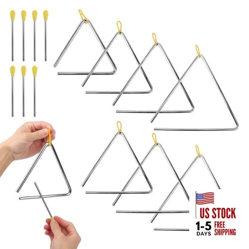 8 PCS Triangle Musical Percussion Instruments, Triangle Instrument with