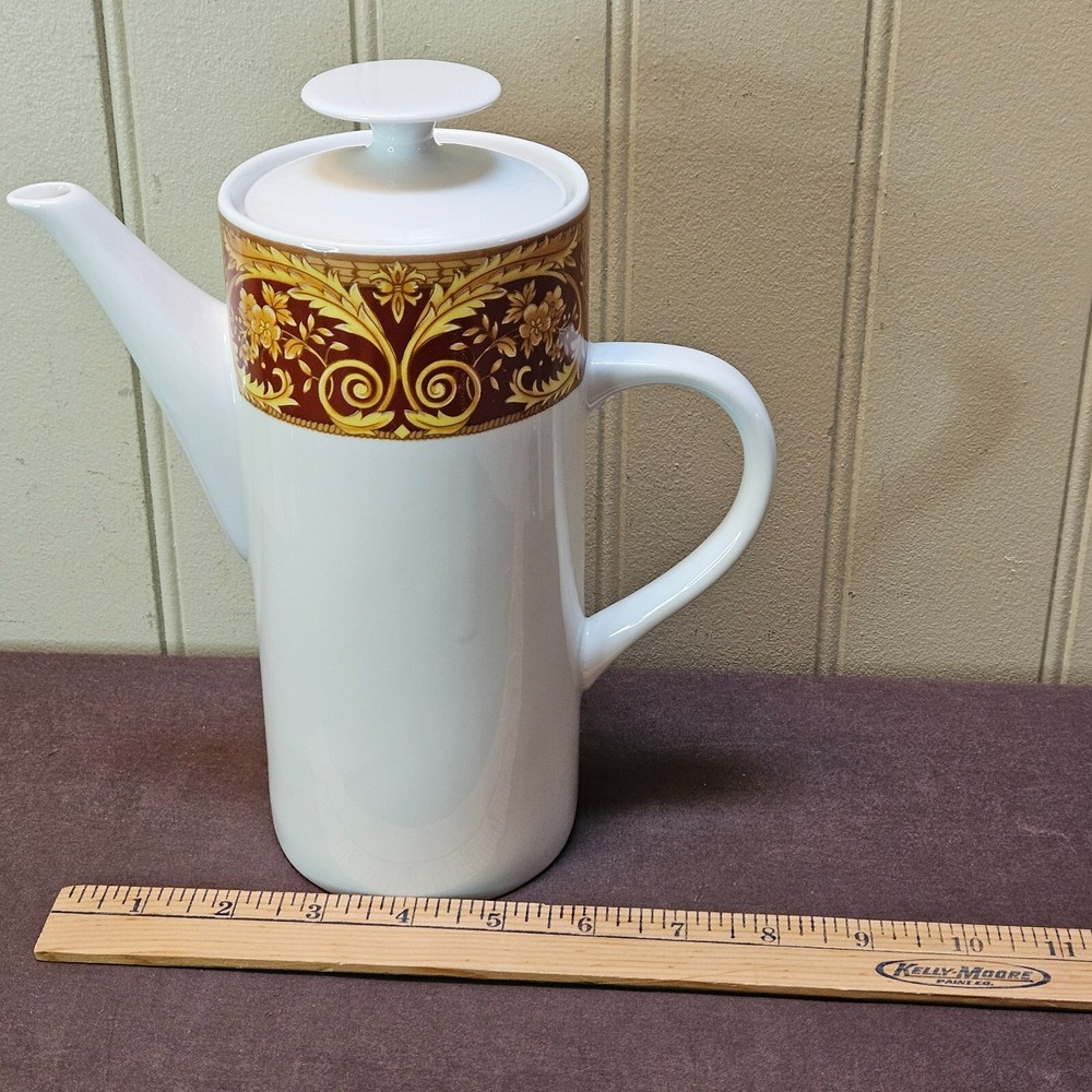 Lynns Fine China VALETTA RED Pattern 9” Coffee Pot w/Lid