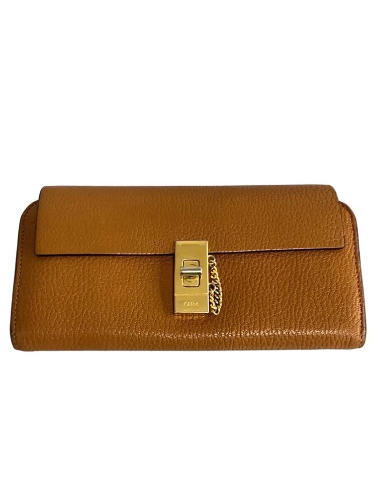 Chloe CML Leather Long Wallet, Plain, Women's