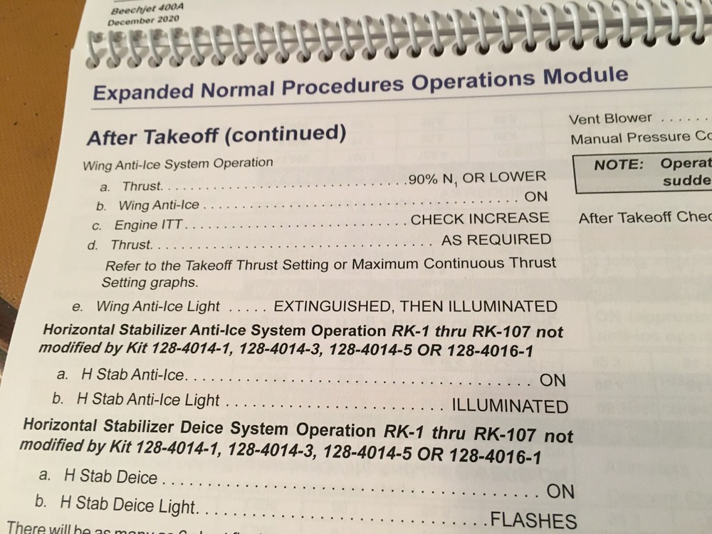 BeechJet 400A Expanded Normal Procedures Operations Booklet Manual