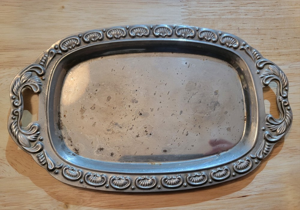 Ornate Silver-Tone Serving Tray