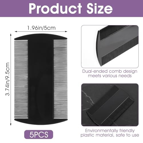 5 Pack 3.5" Double-Sided Pocket Comb, Mustache 2 Sides Combs, Dandruff Removal