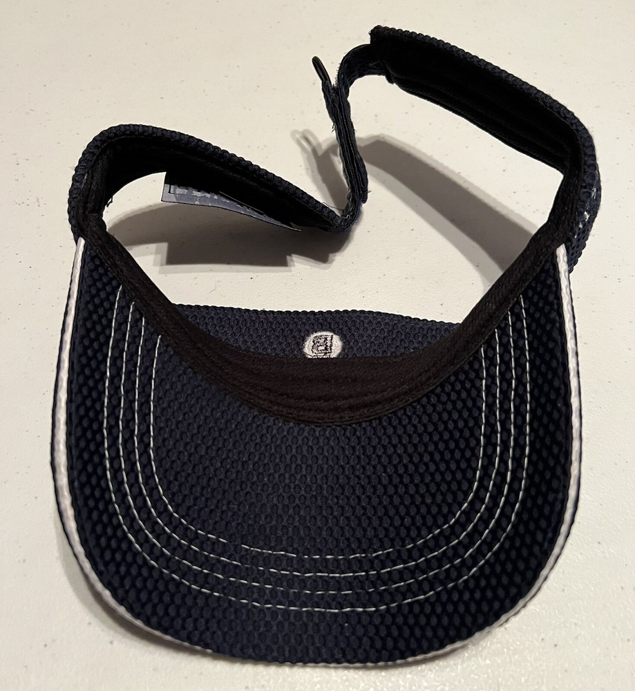 Basney Visor Cap Navy Blue Golf Hat Adjustable Strap Strapback Cotton AHEAD EUC