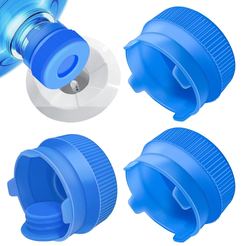 3 Pack Silicone Water Jug Caps Reusable Leak Proof Bottle Caps