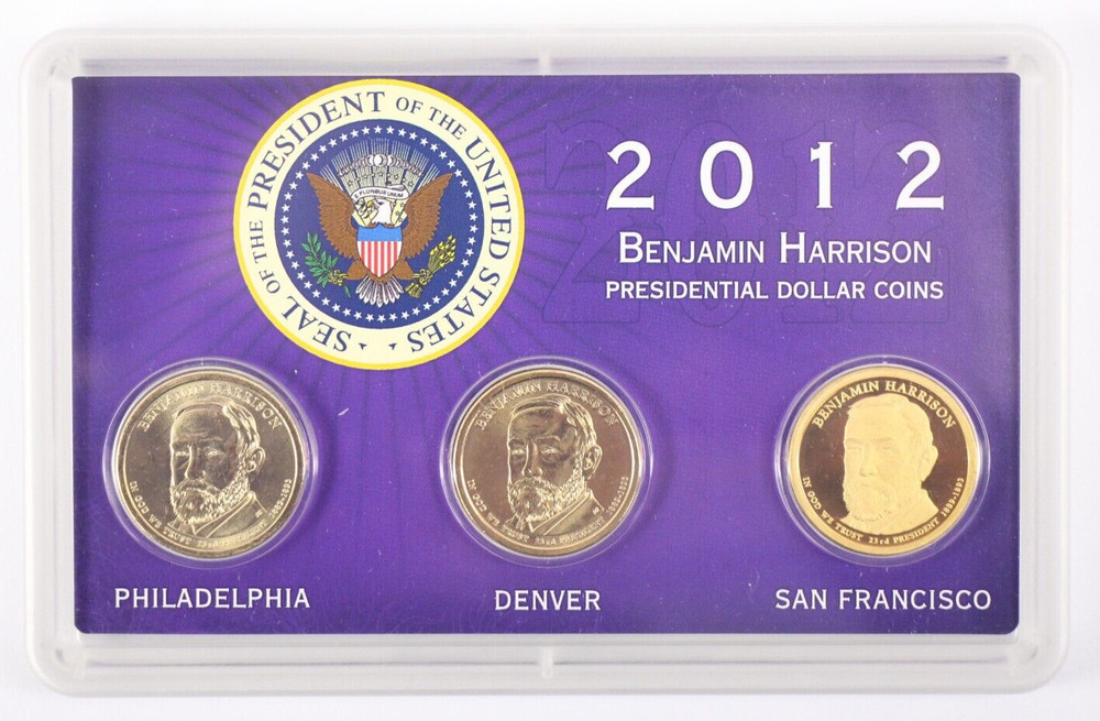 2012 PDS Edition Presidential Dollars Benjamin Harrison in Original Box