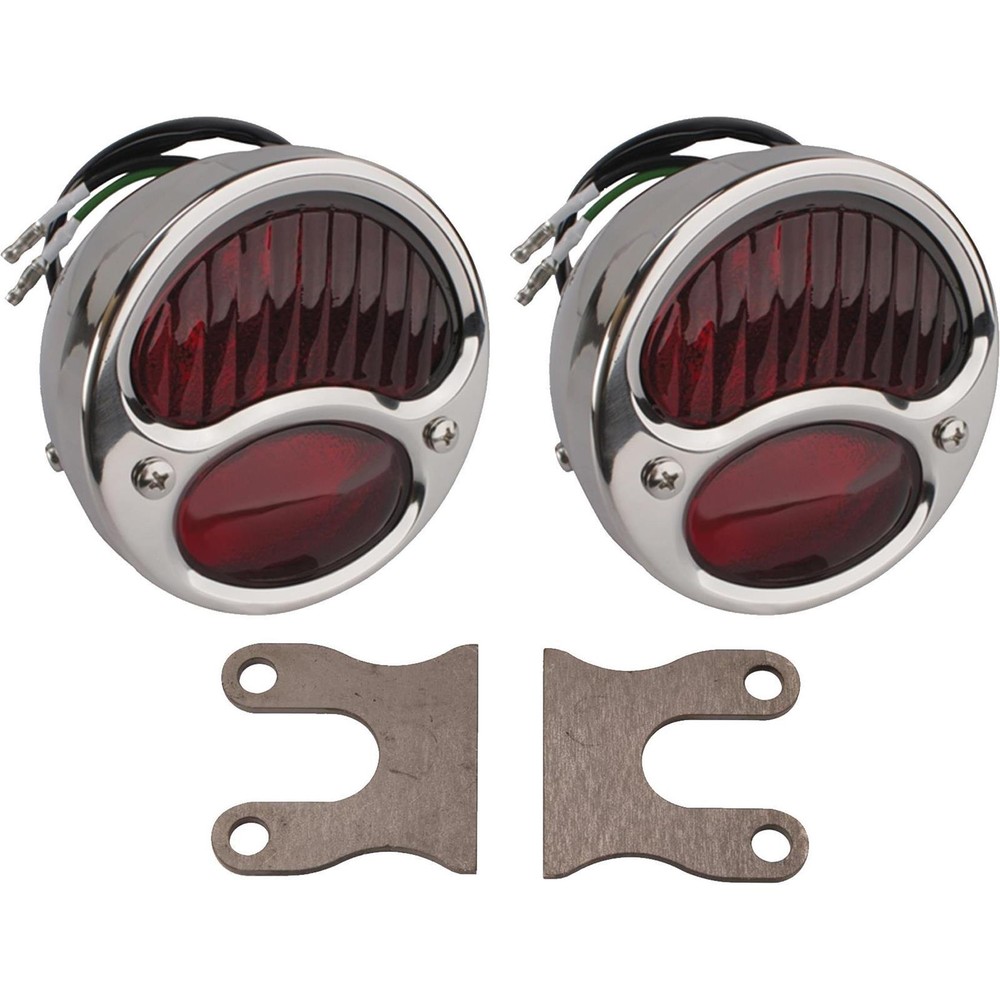 Stainless Tail Lights with Brackets, Fits Ford Model A 1928-1931