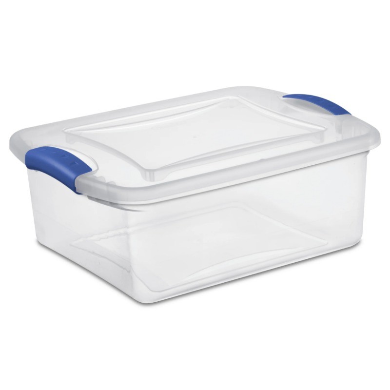 (3 pack) Sterilite, 15 Quart Clear Storage Bin, Latch Box Storage Container,Blue