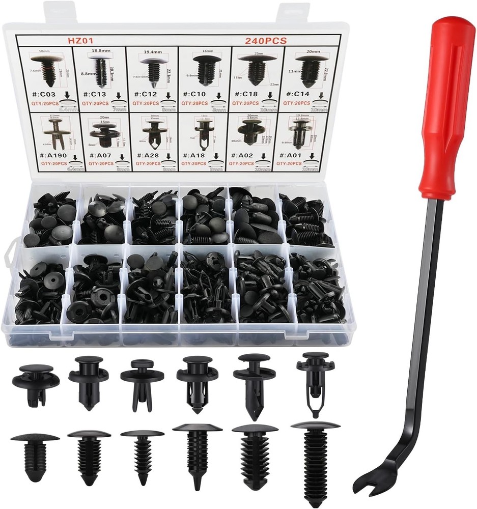 Universal 240pcs Car Clip Fasteners with Easy Installation Removal Tool Set
