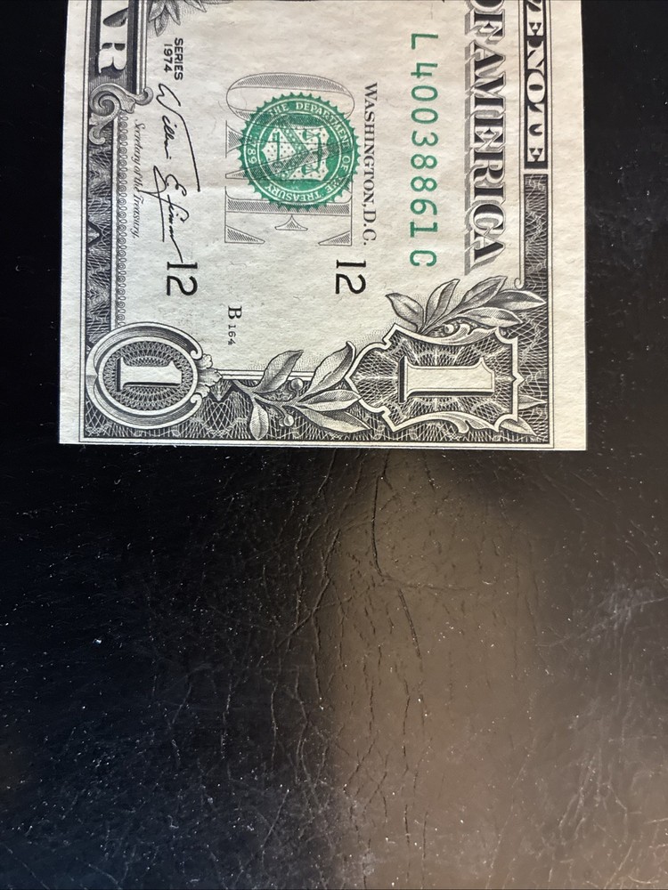 1974 $1 Dollar Bill-Cutting Error & Misaligned