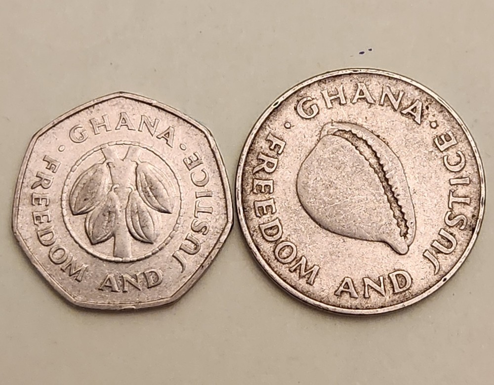2x Ghana coins, 10 & 20 Cedis, 1991