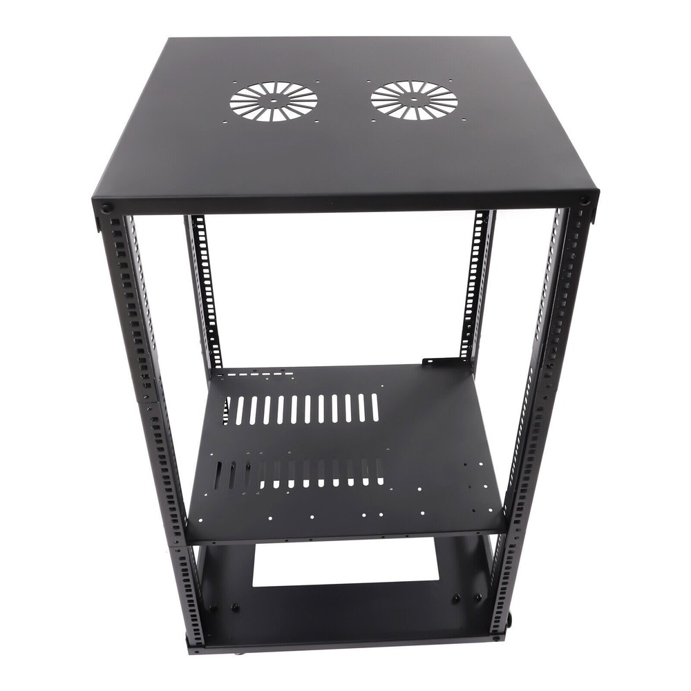 18U 4 Post Open Frame 18.5" Network Server Rack on Caters Adjustable Partition
